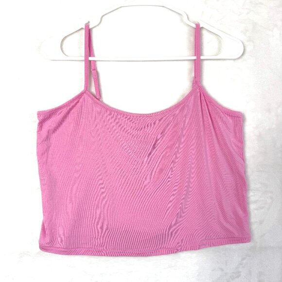 Skims Micro Modal Spaghetti Strap Cropped Scoop Tank Top Womens 2X Pink - Picture 1 of 5